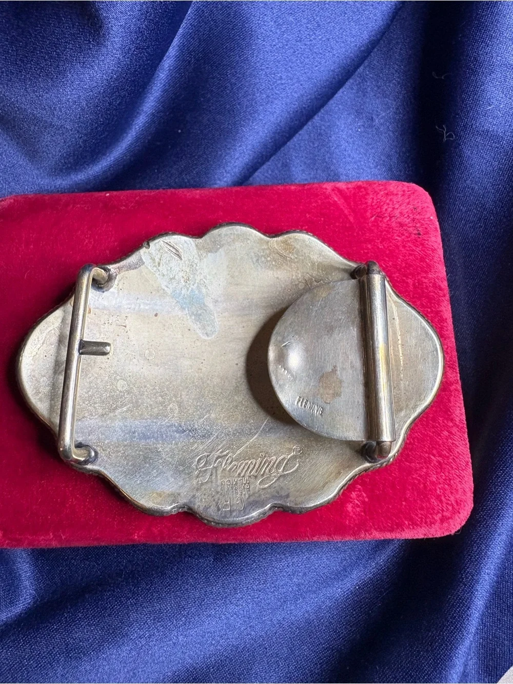Belt Buckle Fleming Sterling Silver Overlaid Mexico Gold Filled Western Trophy